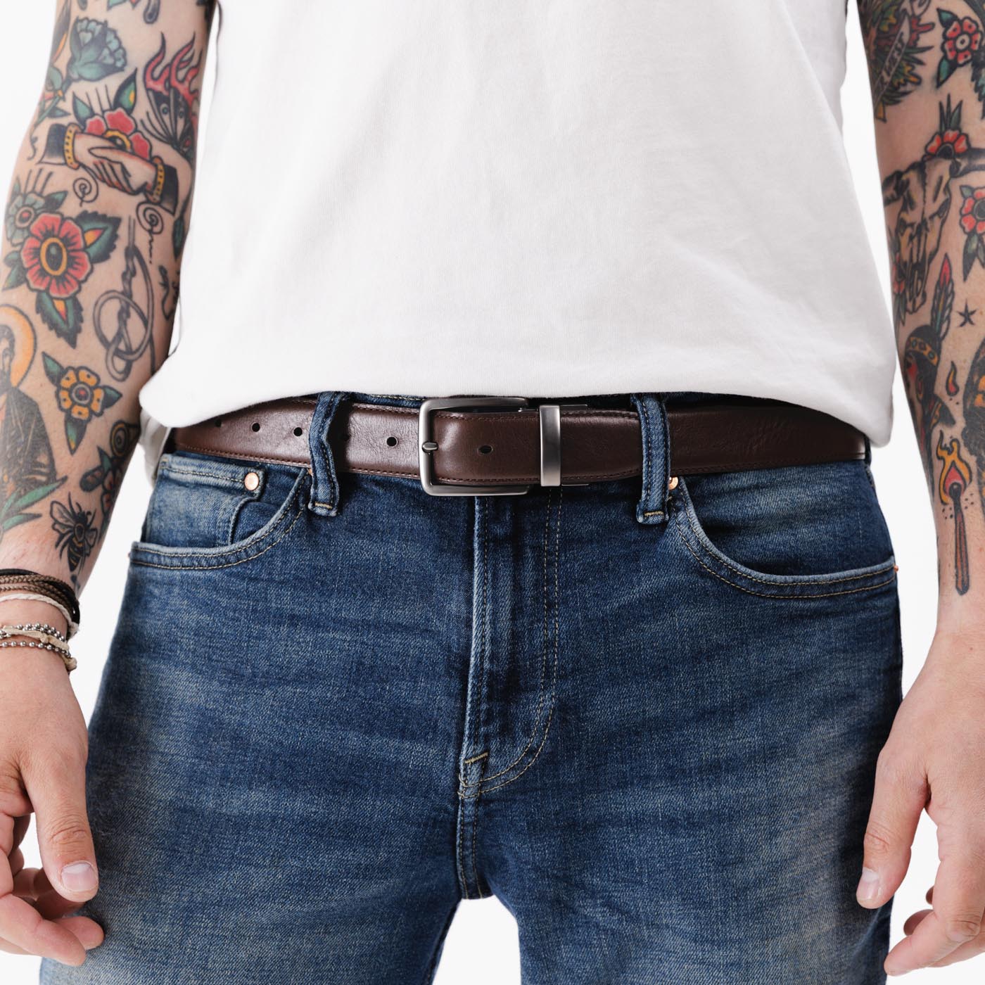 Men's Italian Reversible Leather Belt - Image 4
