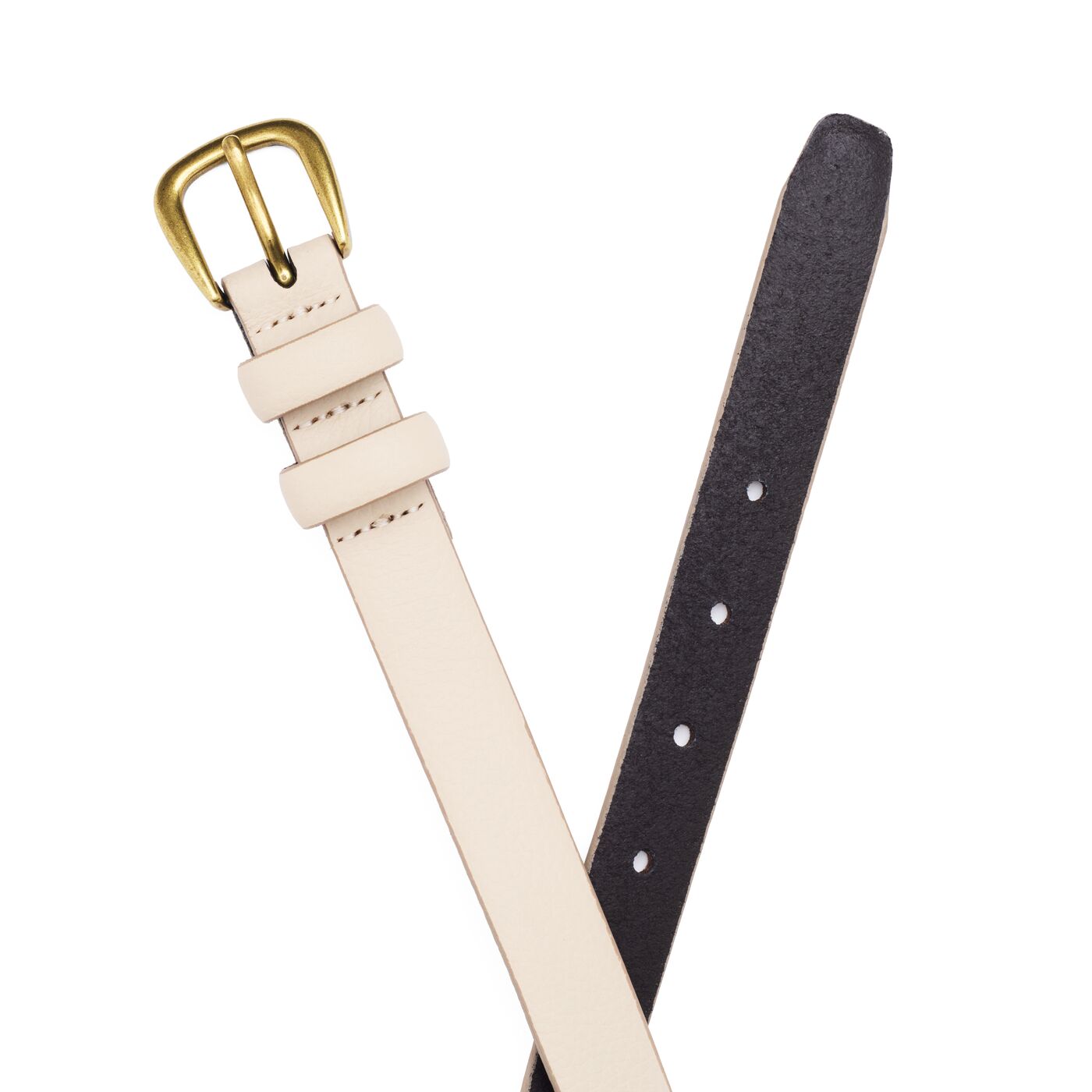 Women's Slim Double Loop Leather Belt - Image 7