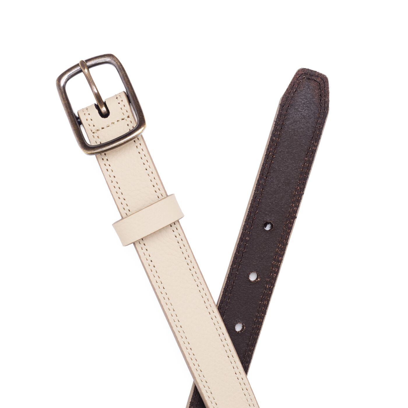 Women's Slim Double Stitch Leather Belt - Image 10